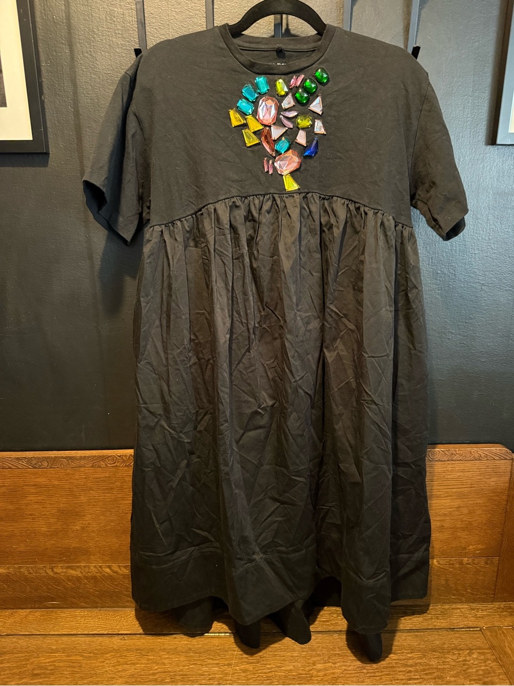 Cynthia Rowley Black Kids Dress with Colorful Gem Accents